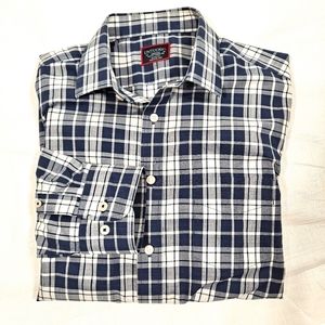 Untuckit Blue And White Checked Button Down Long Sleeve Shirt